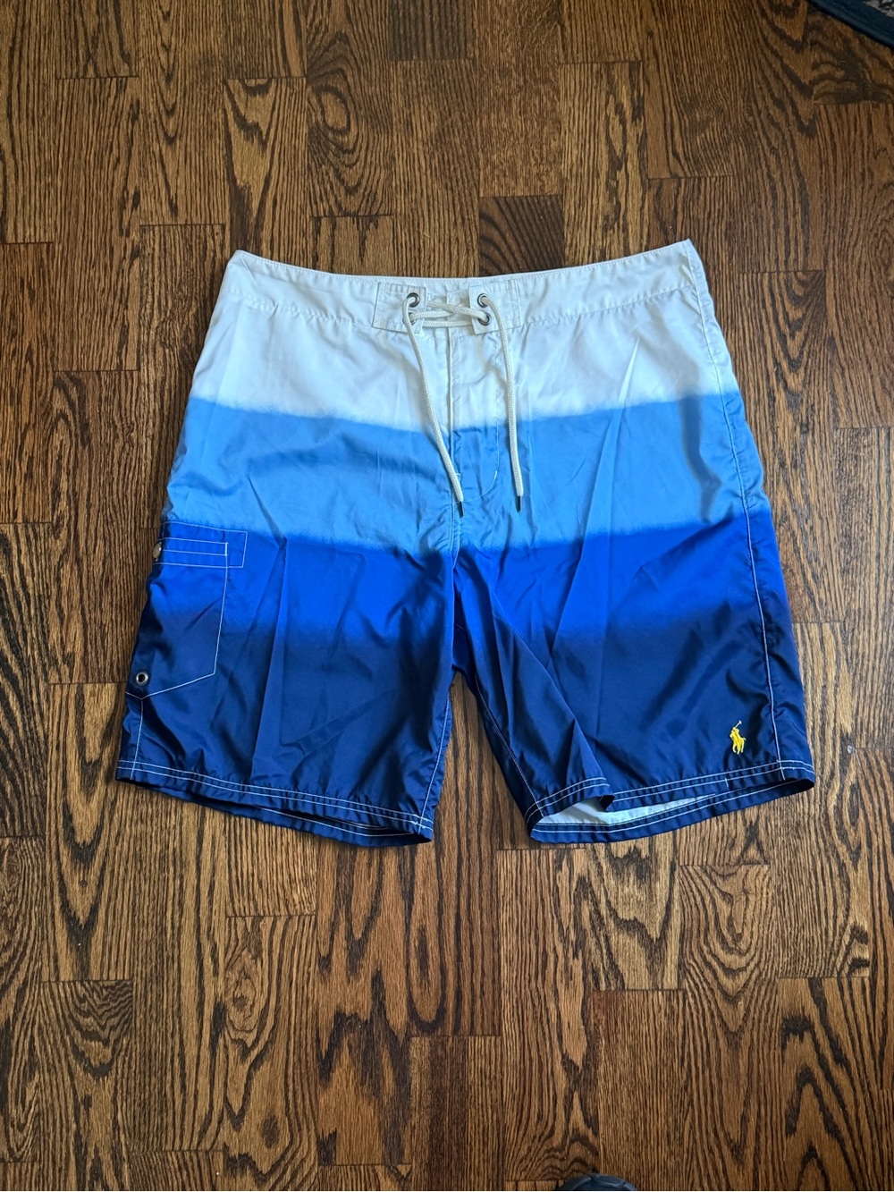 Polo by Ralph Lauren Blue Ombre Swim Shorts with White Waist